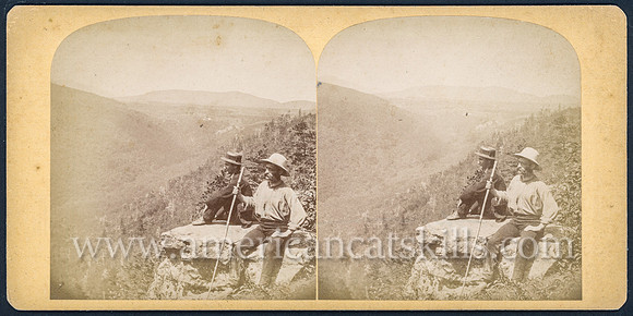 Vintage John Jacob Loeffler stereoview titled “View from Sunset Rock” within the Catskill Mountain Scenery set; First Series, # 212.