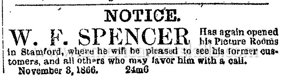 W. F. Spencer, 1867 advertisement