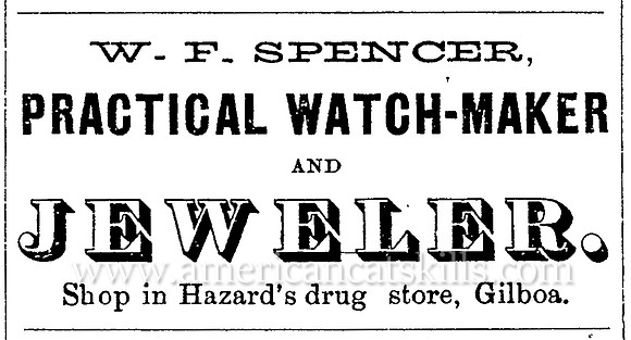 W. F. Spencer, 1881 advertisement