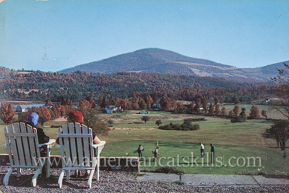 Vintage postcard by Bob Wyer depicting the Stamford Country Club in Delaware County, New York.