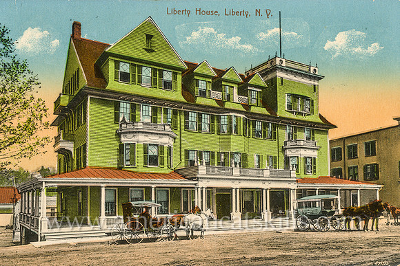 Vintage postcard published by photographer Otto Hillig depicting the Liberty House, located in the village of Liberty, New York.