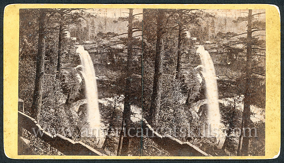 Vintage E. & H. T. Anthony stereoview # 161 titled “The Kauterskill Fall, 180 ft. High.–Catskill Mountains” in “The Artistic Series.”