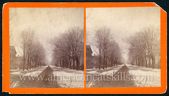 View of Main St., Sunday morning, Jan. 30th, 1887, Franklin, N. Y.