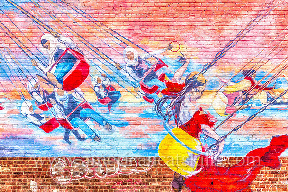 Carousel mural painted by Kimberly Kae in the Stockade District of Kingston during the annual O+ festival.