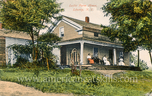 Vintage postcard titled "Leslie Farm House, Liberty, N. Y." published by photographer Otto Hillig of Liberty, New York.