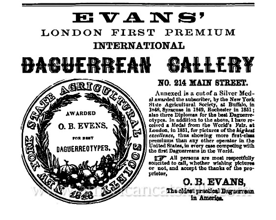 Evans' London First Premium International Daguerrean Gallery, No. 214 Main Street, Buffalo, NY