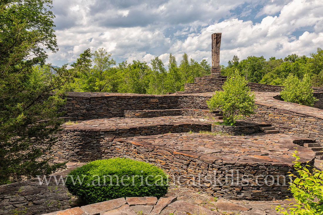 Photograph of Opus 40, an environmental bluestone sculpture located in Saugerties, New York.
