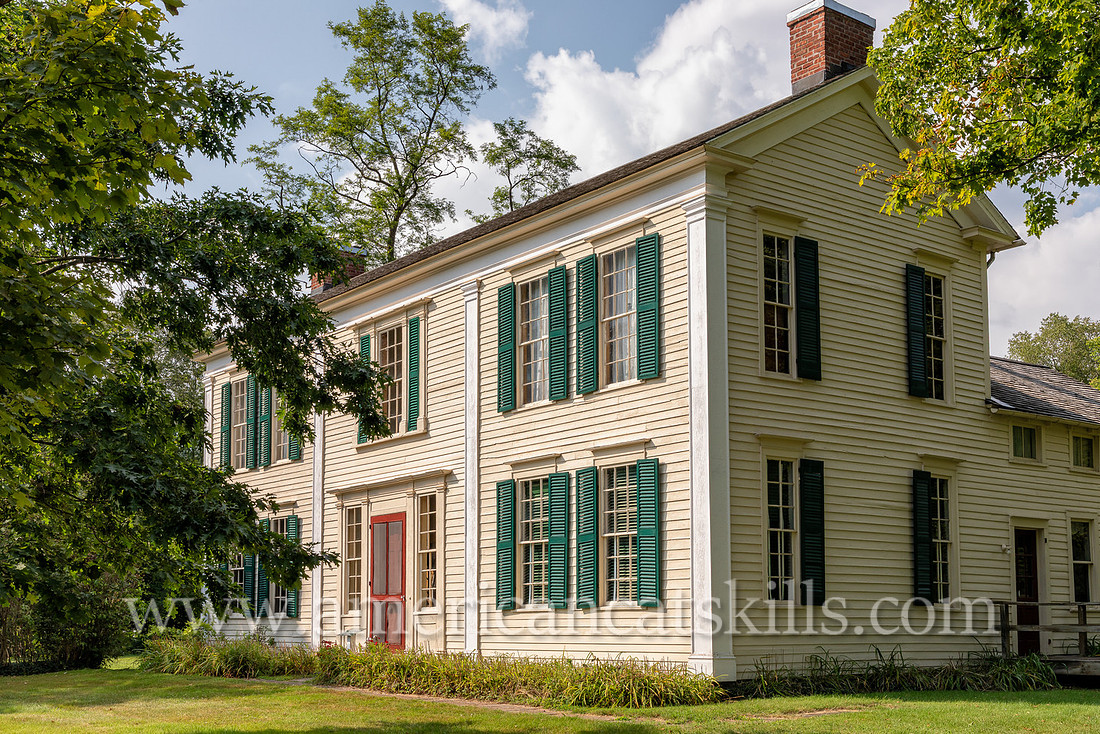 Photographs and history of the Gideon Frisbee House, now home to the Delaware County Historical Association in Delhi, New York.
