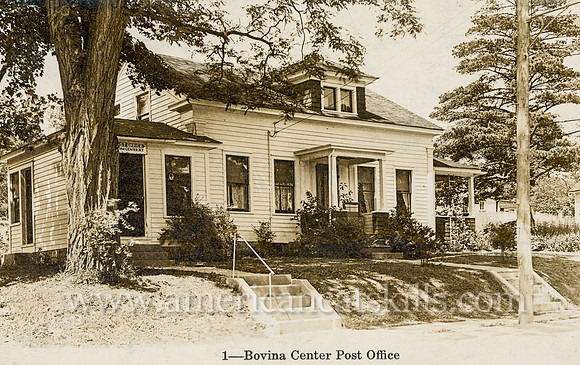 Postcard titled "1_Bovina Center Post Office" by photographer Charles H. Phelps of Sidney, New York.