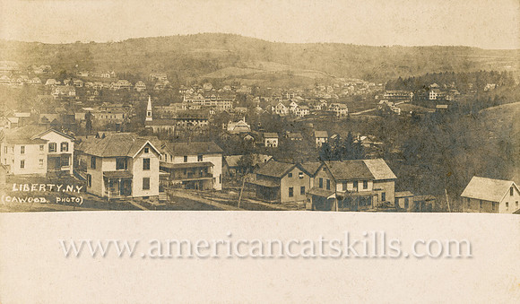 Vintage postcard titled "Liberty, N. Y." published by photographer Albert Cawood of Liberty, New York.
