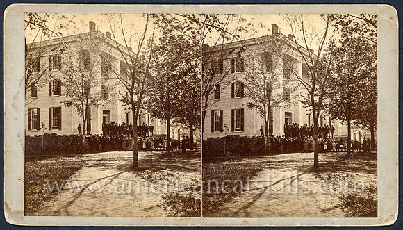 Stereoview titled "Chapel Hall, Franklin, N.Y." from the "Stereoscopic Treasures" series by photographer A. M. North of Oneonta, New York.