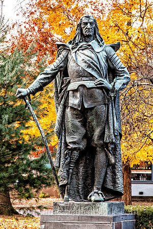 Academy Green in Kingston, New York is home to monuments of Peter Stuyvesant, Henry Hudson and George Clinton.