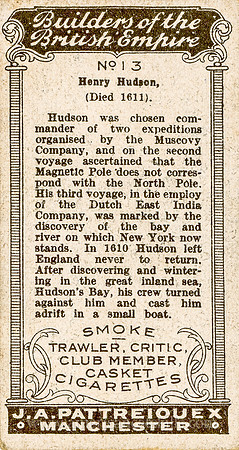 Henry Hudson, No. 13, Builders of the British Empire (Back)