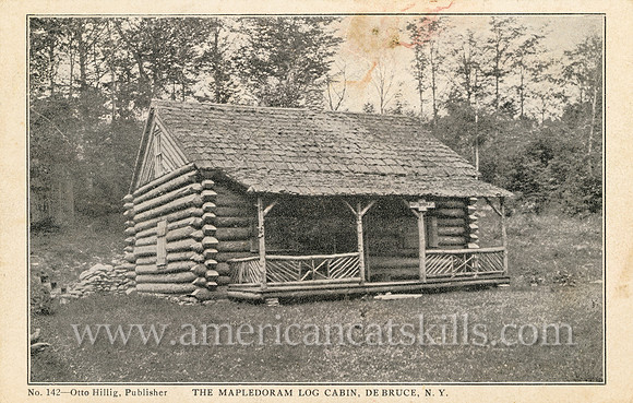 Vintage photograph from Otto Hillig titled “The Mapledoram Log Cabin, DeBruce, N.Y.”