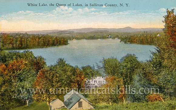 Postcard titled "White Lake, the Queen of Lakes, in Sullivan County, N.Y." by Otto Hillig of Liberty, New York.