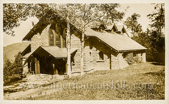 Vintage photograph of All Angels Church, Twilight Park, Catskill Mountains by the photographic firm of Rusk and Andrews of Haines Falls, New York.