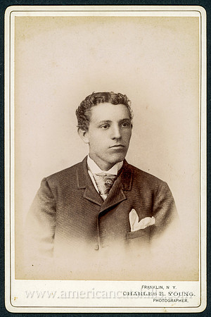 Portrait, Young Man, by Charles E. Young, Photographer, Franklin, New York