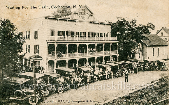Vintage photograph titled "Waiting For The Train, Cochecton, N. Y." by photographers Sampson and Lovin of Lake Huntington, New York.