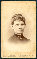 Portrait of a woman taken by photographer T. D. Lewis of Kingston, New York.