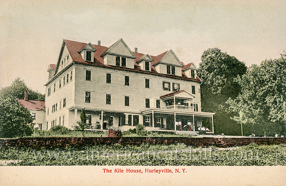 Vintage postcard titled "The Kile House, Hurleyville, N. Y." published by the photographic firm of Laidlaw and Wood of Hurleyville, New York.