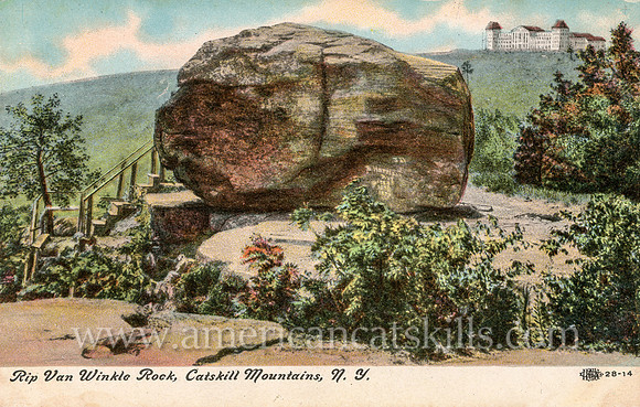 Postcard titled "Rip Van Winkle Rock, Catskill Mountains, N.Y."