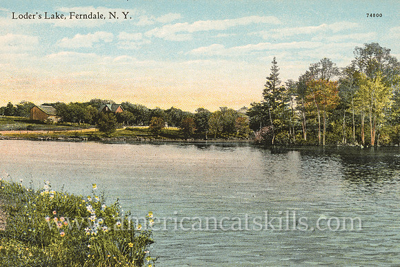 Vintage postcard from photographer Otto Hillig showing Loder’s Lake at Ferndale in Sullivan County, New York.