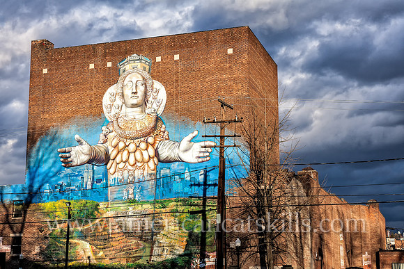 Artemis Emerging From the Quarry street art mural painted by Gaia of Baltimore in the Stockade District of Kingston during the annual O+ festival.