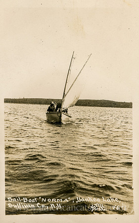 Photograph by Alfred Henry Still titled "Sail Boat, Norma, Yankee Lake, Sullivan Co., N.Y."