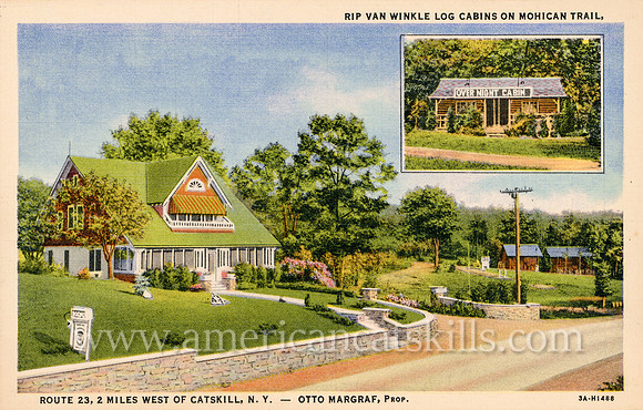 Rip Van Winkle Log Cabins on Mohican Trail, Route 23, 2 Miles West of Catskill, N. Y.
