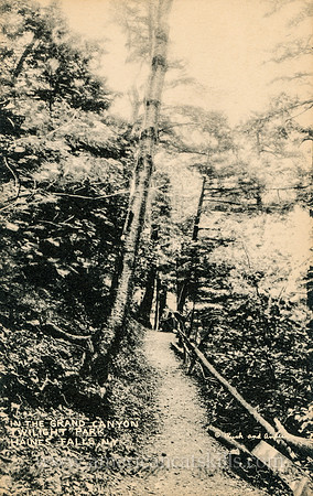 Vintage photograph titled "In the Grand Canyon, Twilight Park, Haines Falls, N. Y." published by Rusk and Andrews of Haines Falls, New York.