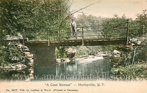 Vintage postcard titled "A Cool Retreat - Hurleyville, N. Y" published by the photographic firm of Laidlaw and Wood of Hurleyville, New York.