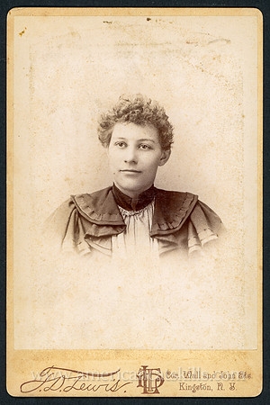 Portrait of a woman taken by photographer T. D. Lewis of Kingston, New York.