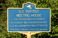 Photograph and history of the Second Old School Baptist Church of Roxbury in Delaware County, New York.