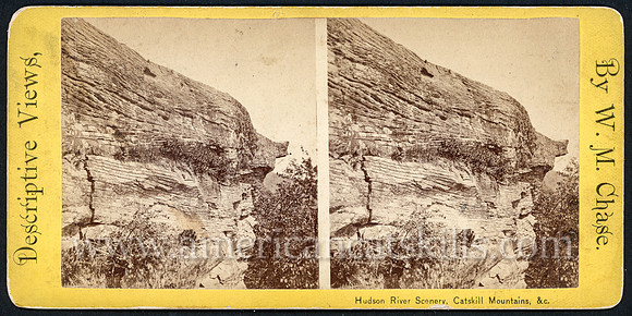Stereoview of rocky cliffs in the Catskills by photographer W. M. Chase of Baltimore, Maryland.