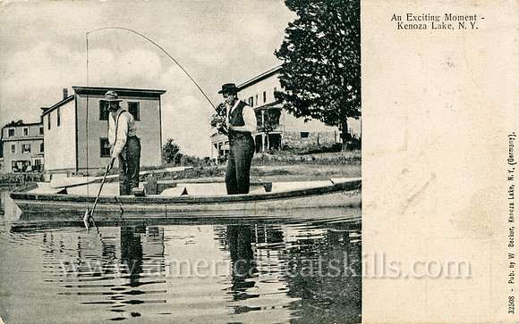 Vintage postcard titled "An Exciting Moment, Kenoza Lake, N. Y."