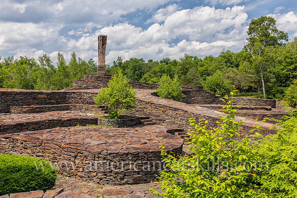 Photograph of Opus 40, an environmental bluestone sculpture located in Saugerties, New York.