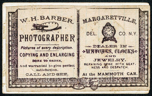 W. H. Barber, Photographer and Jeweler, Margaretville, New York