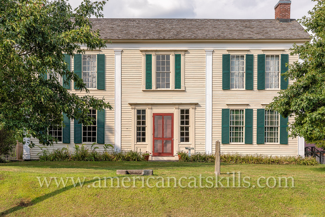 Photographs and history of the Gideon Frisbee House, now home to the Delaware County Historical Association in Delhi, New York.