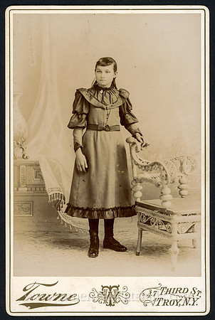 Portrait, Young Woman, Standing, by W. H. Towne, 47 Third Street, Troy, New York