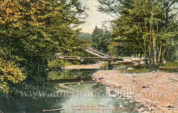 From the Scenic Catskills. Sunset Park Bridge, Catskill Mountains, Haines Falls, N. Y., Altitude 2567 feet