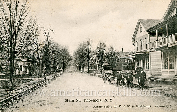 Vintage postcard titled "Main St., Phoenicia, N. Y."